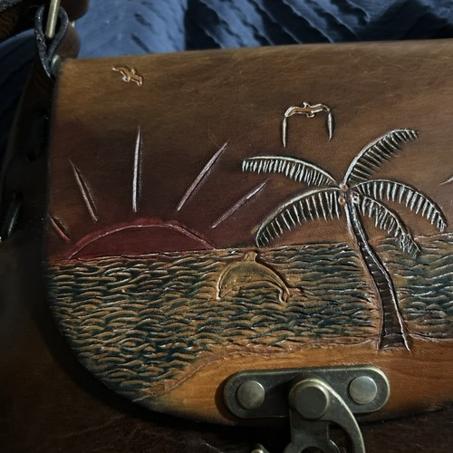 Handbesetzte Leder Handtasche Vintage Tasche Handtasche Schultertasche mit. Geldbörse - Bild 14 von 14