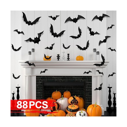 88 Pcs Halloween Decorations Indoor PVC 3D Scary Bats Wall Decor DIY Hallowee... - Picture 6 of 7