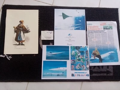 AIR FRANCE MENU CONCORDE NEW-YORK/PARIS 1985 MARCHANDE FRITURE + SERVIETTE RAFR - Photo 1/4