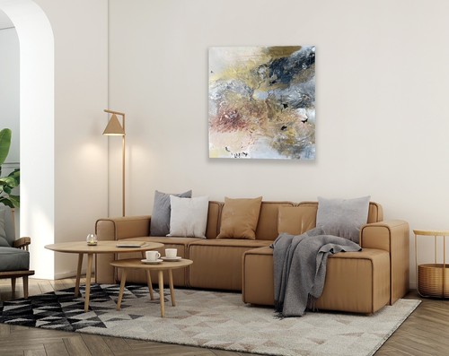 Large ABSTRACT CONTEMPORARY ACRYLIC TEXTURED PAINTING on 90 x 90cm Canvas Signed - Picture 19 of 20