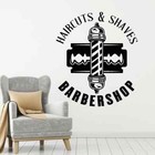 Haircuts Shaves Decal Barber Shop Tools Men Hairstyle Wall Stickers Man Beauty