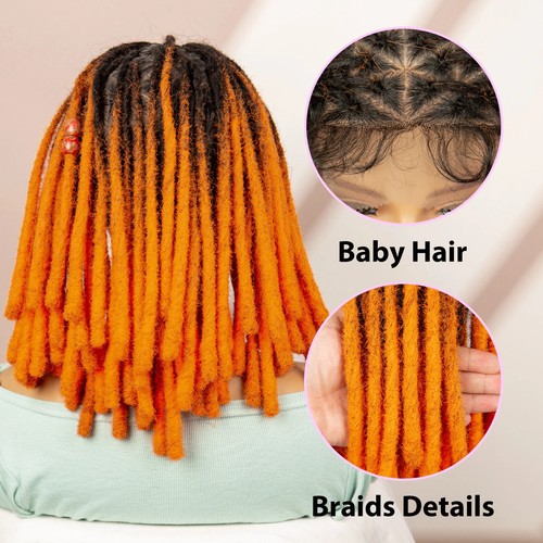 Full Lace Twisted Braided Wigs Synthetic Dreadlocks Braids Transparent Box Wigs - Picture 19 of 25