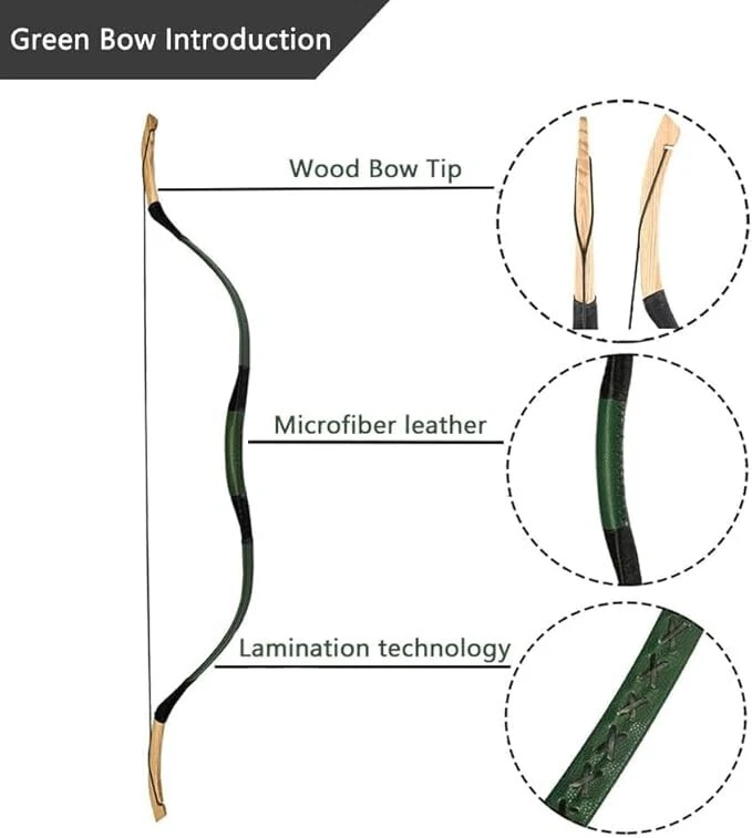 Arco recurvo tradicional de tiro con arco AF 54" hecho a mano arco de caza a caballo 20-50 libras Foto 4 de 4