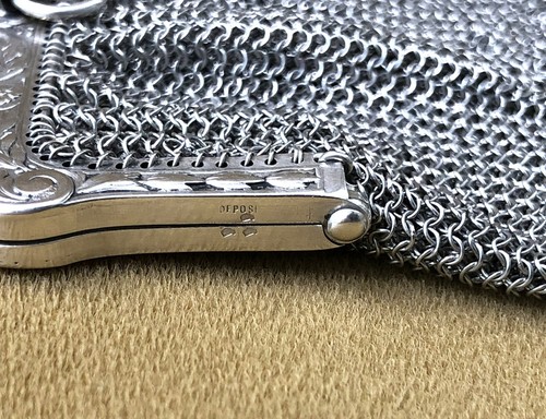 ancien porte monnaie cotte de maille en argent massif Bourse / aumônière / pièce - Imagen 6 de 10