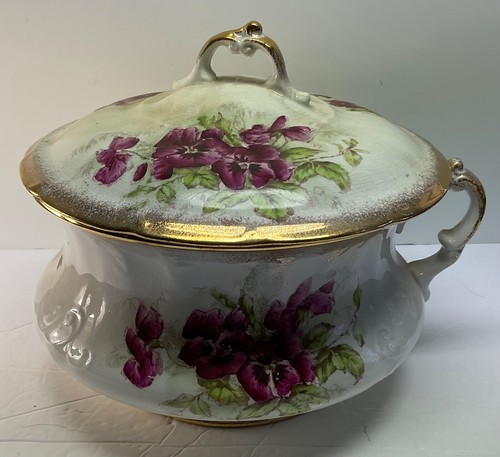 Homer Laughlin Chamber Pot AntiqueSignatureMark 1894-1905Pansies