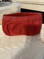 YSL Parfums Yves Saint Laurent Red Satin Zip Travel Cosmetic Makeup Bag