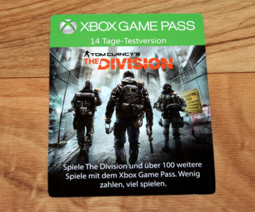Tarjeta coleccionable Xbox One Game Pass de Tom Clancy's The Division rara Gamescom 2018 - Imagen 1 de 4