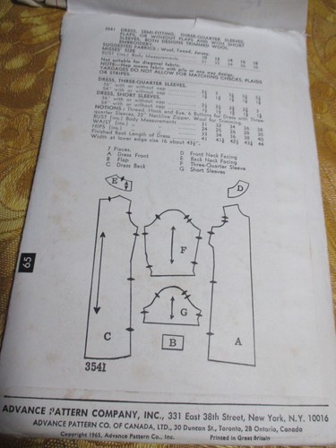 ADVANCE Sew-Easy Pattern 3541 Sz 14 Misses Vintage 60s NEW UNCUT 1965 - Picture 4 of 7