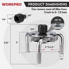 Workpro Universal Adjustable Oil Filter Wrench From 3 To 5.5 Heavy Duty New
