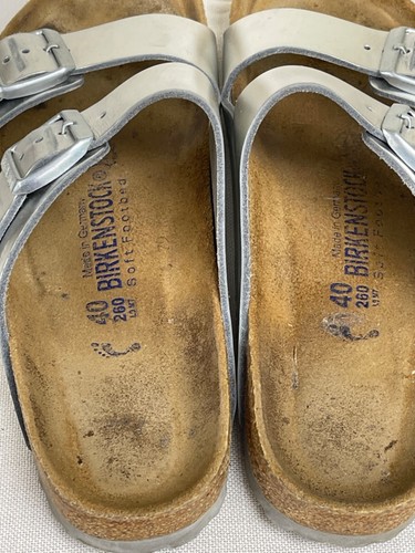 Birkenstock Arizona Silver Leather Sandals Shoes Size 40 Germany Pre owned - 第 12/20 張圖片