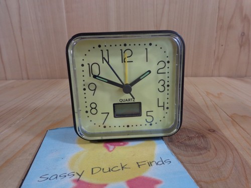 RELOJ DESPERTADOR CUARZO 3" Cuadrado Negro Analógico y Digital Plástico  - Imagen 1 de 3