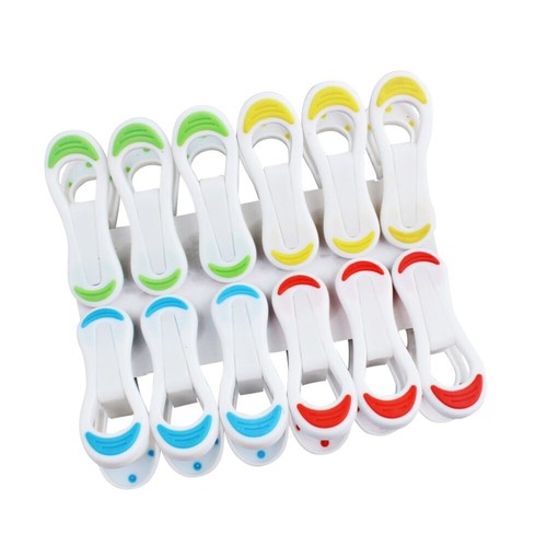 12 Pcs Drying Clothes Peg Hanger Clips Pegs Plastic Clothespin