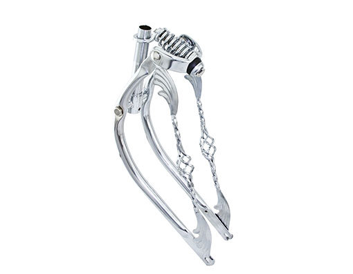 26 Bent Spring Fork 1 W Twisted Wing Cage Bars Chrome Beach Cruiser Lowrider 26 Bent Spring Fork 1 W Twisted Wing Cage Bars Chrome Beach Cruiser Lowrider
