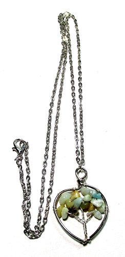 Silver Tone Amazonite Semi Precious Stone Tree Of Life 24" Necklace NWOT (#3010) - Bild 2 von 5