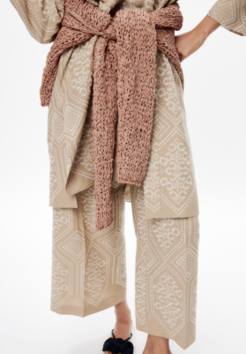 Zara Embroidered Culottes High Waisted Trousers Ecru Beige Zara Embroidered Culottes High Waisted Trousers Ecru Beige