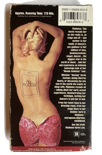 Madonna - Truth or Dare (VHS, 1991) Blonde Ambition Documentary Tested - Picture 2 of 3