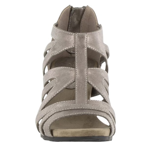 Easy Street Women's Amaze Metallic Heeled Sandals Pewter Size 6 1/2 - Picture 3 of 6