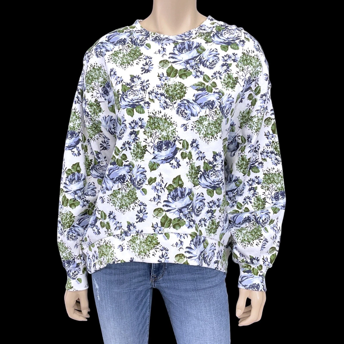 Floral hotsell sleeve sweatshirt