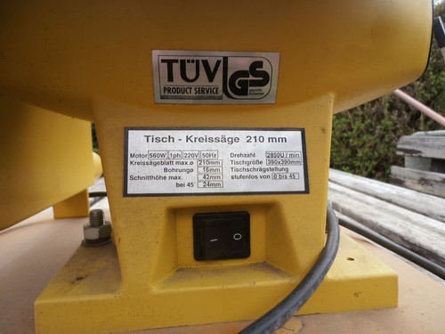 Tischkreissäge 210 mm mit Anschlag Synchronmotor 560 W/ 230 V - Bild 2 von 7