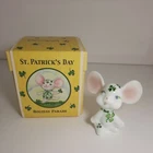 Vintage Fenton Mouse Figurine Parade 2005 Painted Signed Clover Art Glass Boxed