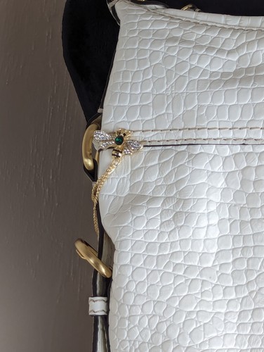Antonio Melani Cuero Cocodrilo Blanco en relieve Hobo Cartera de Hombro Mascota - Imagen 12 de 24