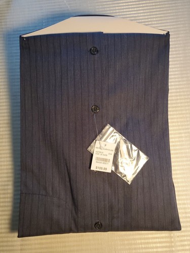 Joseph Abboud Size M Cotton Navy Blue Black Stripe Non-Iron/Stretch NWT - Picture 4 of 6