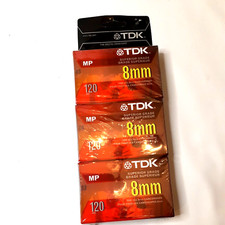 TDK MP 120 min 8mm Camcorder Video Cassette Tapes Lot of 3 Pack NEW SEALED