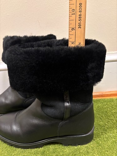Ladies La Canadienne Kosmo $595 Shearling Mid Boots 9.5 M Black - Picture 4 of 12