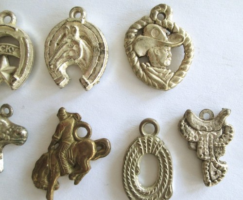 12 Gumball Cracker Jack Prize Metallic Charms Western Theme - Picture 3 of 12