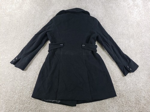 Guess Womens Jacket Large Black Double Breasted Wool Nylon Vintage - Picture 16 of 18