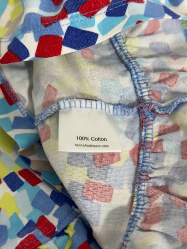 Hanna Andersson Girls Tank Dress 110 US 5 White Blue Red Yellow Fireworks Ruffle - Picture 4 of 5