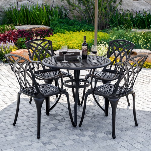 Outdoor Patio Dining Set 2 Bistro Chairs ,Cast Aluminum Dining Chairs for Garden - Picture 7 of 7
