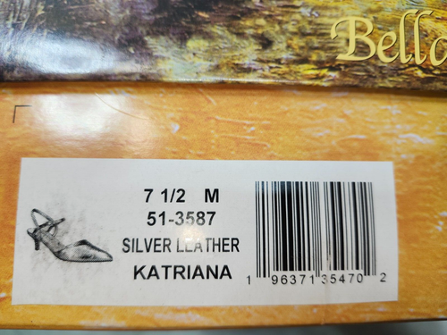 NEW Bella Vita Women's Katriana Silver Leather Slingback Heels Size 7.5 Medium - Picture 4 of 5