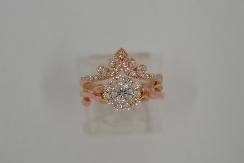 Diamond Wedding Set 41 Diamonds 1.25ctw 14K & 10K Rose Gold 6.3g Sz: (FCO017469) - Picture 5 of 12