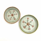 Ceramic Pottery SAMPLE Plates Multi Colored Floral Circle Bohemian Boho Set 2