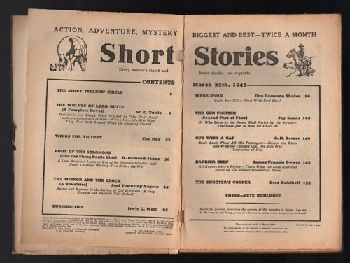 Short Stories - March 25,1943 - H. Bedford-Jones, W.C. Tuttle, Joel T. Rogers - Bild 2 von 2