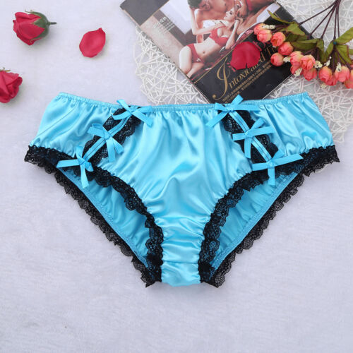 Men's Sissy Briefs Bloomers Frilly Satin Crossdress Skirted Panties Underwear - Picture 40 of 308