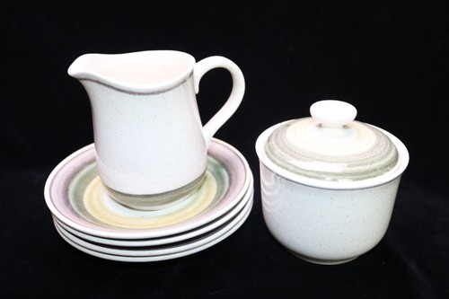 Irish China Rheinstone Arklow Aran Shannon Green Creamer Sugar Bowl Saucers - Picture 3 of 12