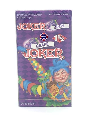 JOKER (EZ-WIDER) JOKER GRAPE 1 1/2 SIZE ROLLING PAPERS GRAPE FLAVOUR 24 BOOKLETS FULL BOX SEALED