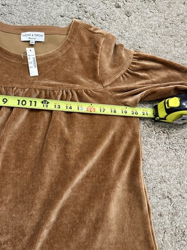 New Madewell Texture & Thread Women’s Size S Top Warm Hickory Corduroy Swing - Picture 13 of 14