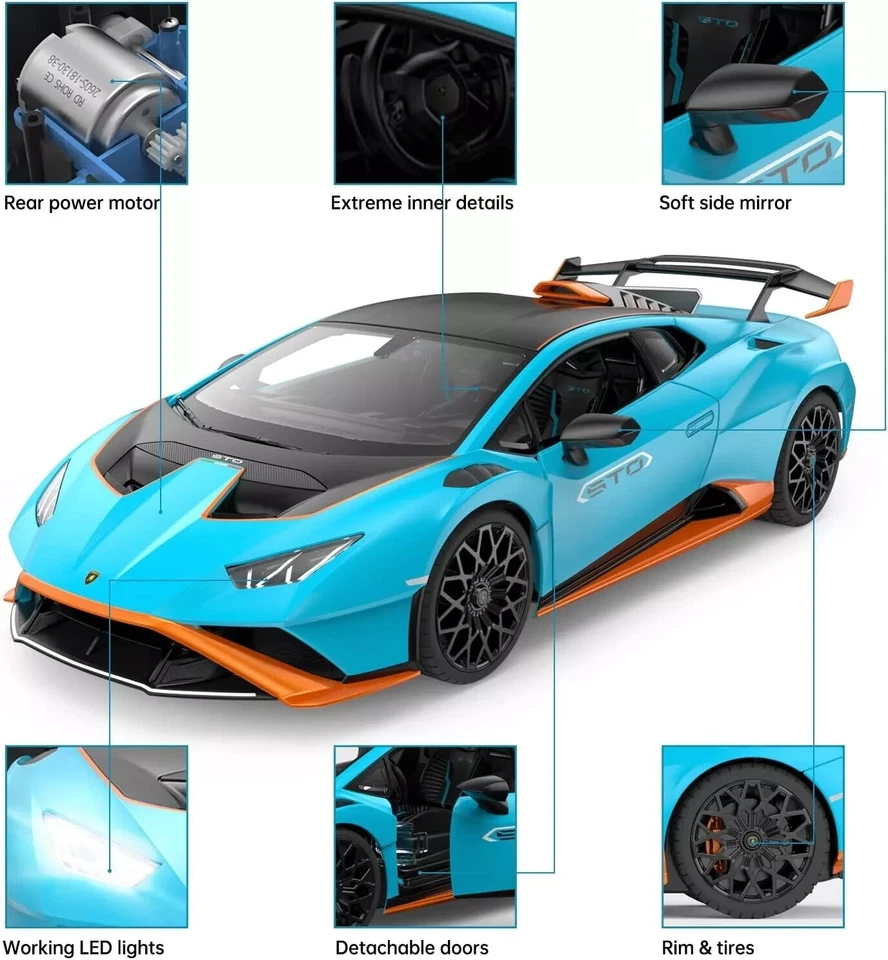 Remote Control Lamborghini Huracan Car 1:14 Large RC Boys Toy Kids Gift (Blue) - Image 2 of 4