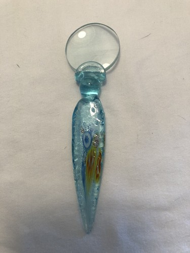 Murano Millefiori Style Stem Magnifying Glass - Picture 2 of 5