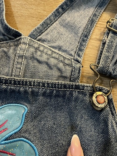 Vintage BARBIE Denim Shortalls Overalls Embroidered 90s Y2K Youth Girls Size 12 - Picture 9 of 9