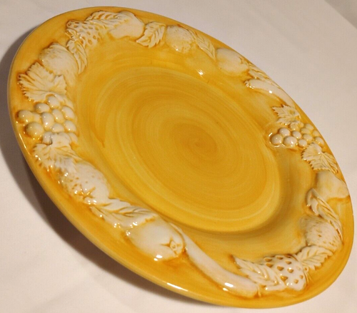 Vintage CASAFINA Portugal Hand Painted Plate Dish Fruit Relief Vibrant Yellow - Picture 3 of 11