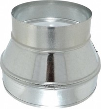 USA Made Galvanized Round Tapered Duct Reducer Without Crimp, 8" Diam x 6" Diam