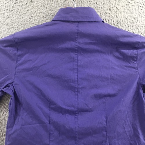 Talbots Stretch Button Up Shirt Mens 4 Purple Cotton Blend Long Sleeve Collared - Picture 9 of 14