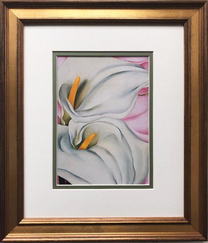 Georgia O'Keeffe "Calla Lillies on Pink "(1928) Art Print Custom Framed American - Picture 1 of 3
