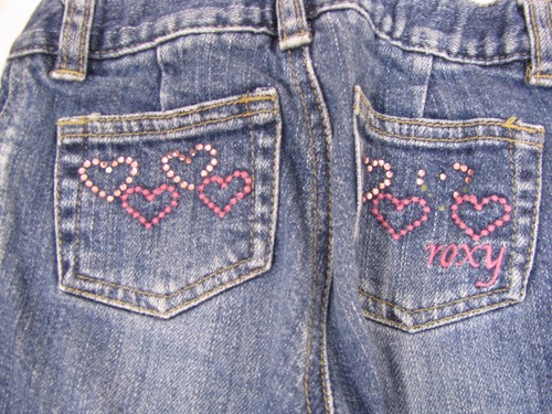 "Roxy" Girls Blue Jeans with Sequins Size (S) 4 - Picture 4 of 4