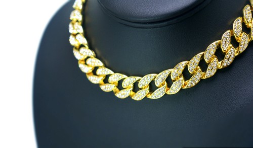 HIP HOP ICED BLING-ED LAB DIAMOND BROKEN HEART PENDANT CHARM, CUBAN LINK CHAIN - Picture 6 of 11