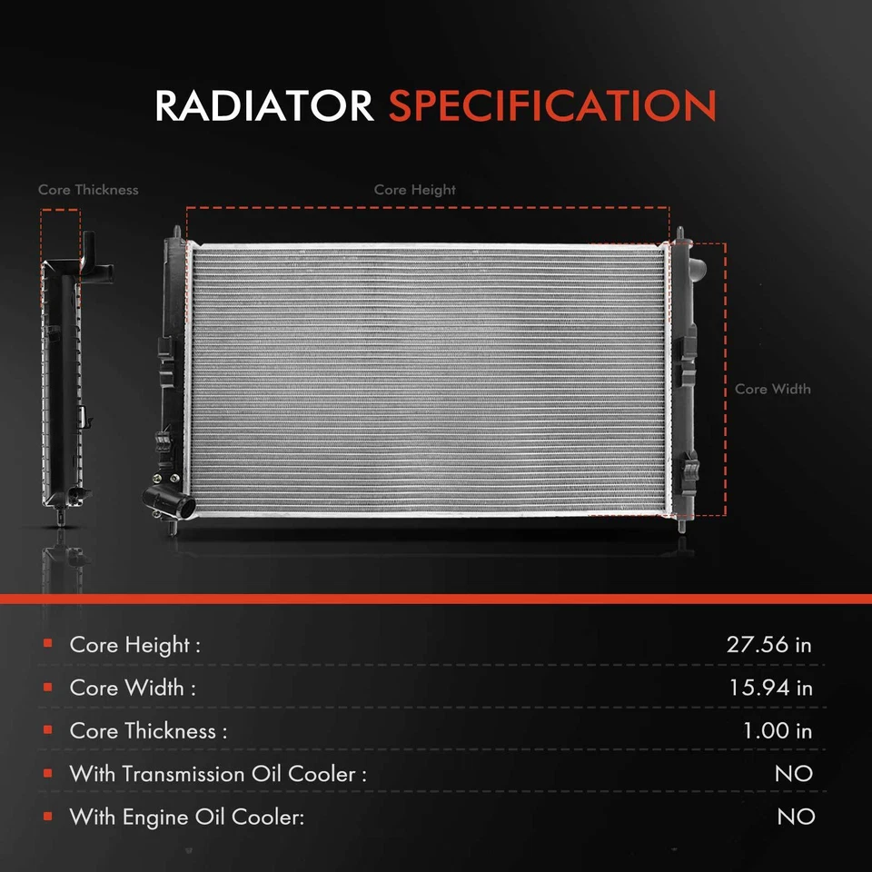 Aluminum Radiator & Cooling Fan Kit for Mitsubishi Outlander 2008-2009 L4 2.4L - Изображение 2 из 4